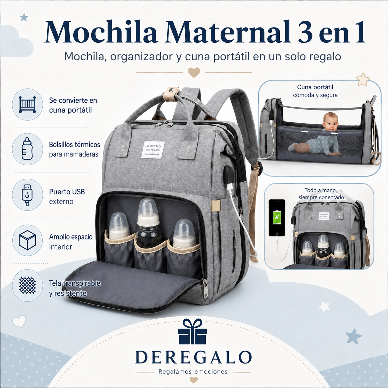 Mochila Maternal 3 en 1