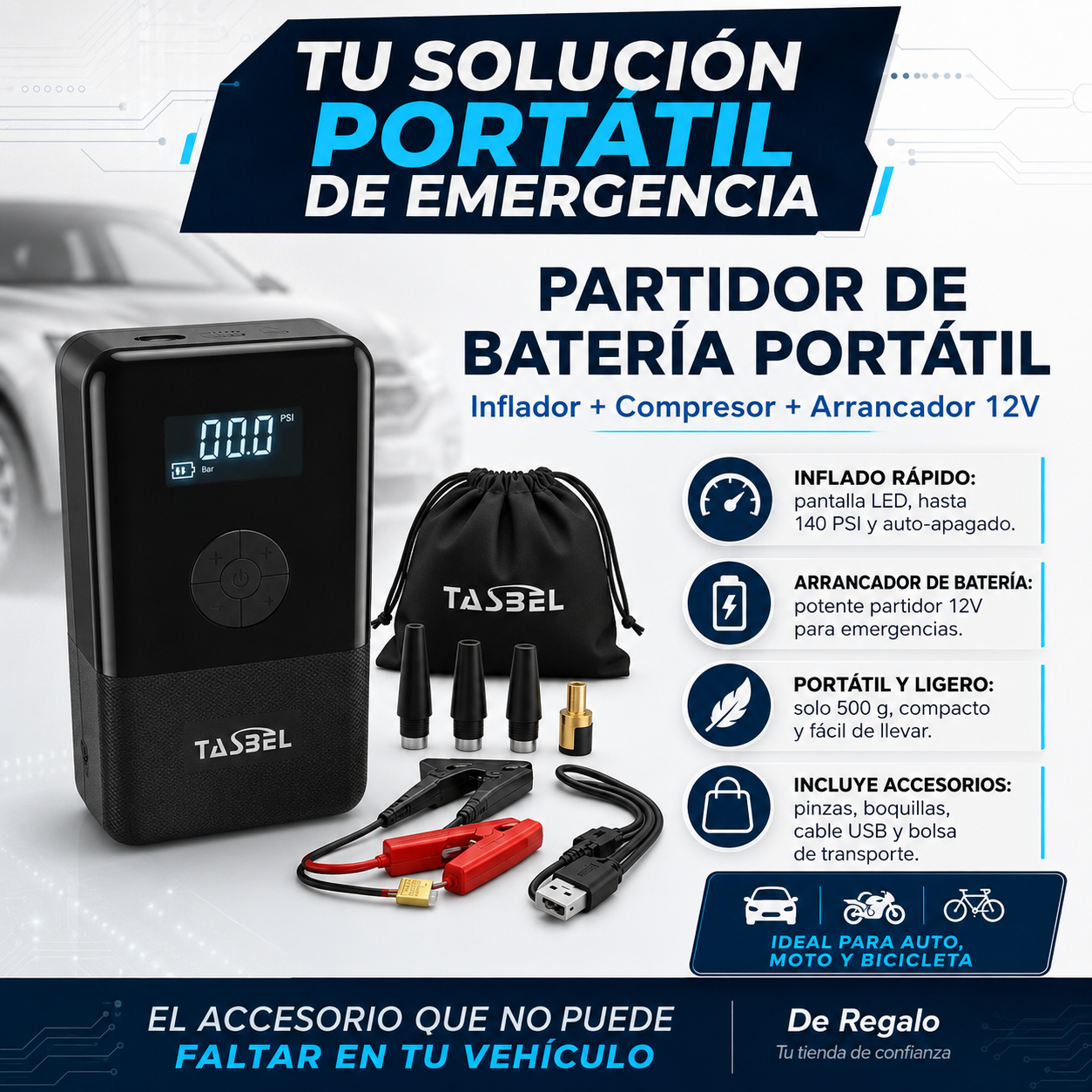Partidor Arrancador de auto portátil